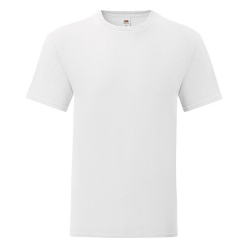 Fruit Iconic 150T férfi rövid ujjú póló – karcsúsított, 100% fésült pamut, 145 g/m², fehér póló, 3XL-5XL-ig