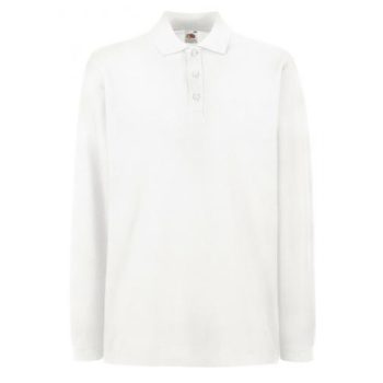 Fruit Premium Long Sleeve Polo, galléros, hosszú ujjú póló, FEHÉR és SZÍNES, 3XL - férfi, unisex rövid ujjú póló - Tartex munkaruházat