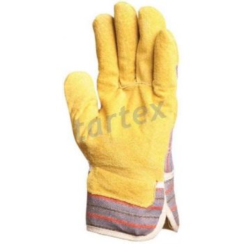 Bőrkesztyű, sárga marhahasíték, vászon kézhát - bőr munkavédelmi kesztyű - Tartex webáruház munkavédelmi kesztyűk