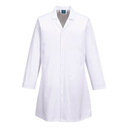 Portwest unisex élelmiszeripari köpeny – színtartó, zseb nélküli, 245 g Kingsmill anyag, XS-4XL-ig