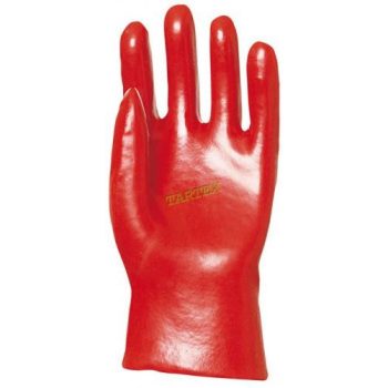 MÁRTOTT PVC KESZTYŰ, PIROS, 27 CM HOSSZÚ, 9-10-es méretben - mártott kesztyű - Tartex webáruház munkavédelmi kesztyűk