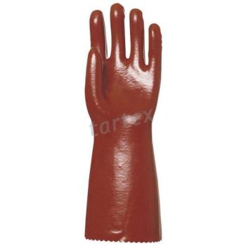 Mártott bordó sav/lúg/olajálló, 40 cm hosszú PVC kesztyű, 10-e méret - mártott kesztyű - Tartex webáruház munkavédelmi kesztyűk