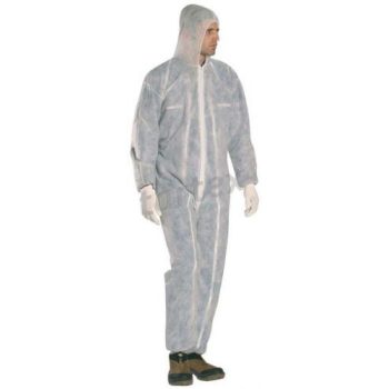 Egyszer használatos kapucnis overál – fehér, polipropilén, festőoverál 42g, M-től 3XL-ig - munkás overál - Tartex webáruház