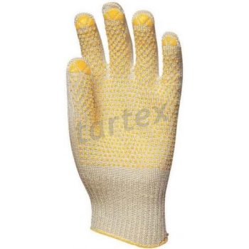 KÖTÖTT VÉKONY FEHÉR ABRALON/NYLON KESZTYŰ, SÁRGA PÖTTYÖS - kötött kesztyű - Tartex webáruház munkavédelmi kesztyűk