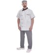 Gasztro rövid ujjú unisex szakácskabát – fehér, fekete gallérral, 65% poliészter 35% pamut, XS-től 3XL-ig - szakácskabát - Tartex munkaruházat