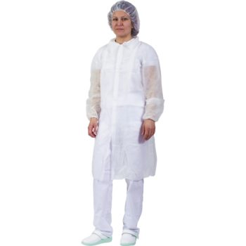 Egyszerhasználatos látogatóköpeny 50g, polipropilén, patentos, gumírozott mandzsetta, 110 cm hosszú, M-6XL, - egyszer használatos köpeny - Tartex webáruház