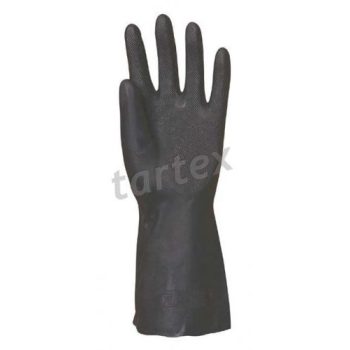 Neoprén, fekete vegyszerálló kesztyű, 32cm hosszú, 0,7mm vastag, érdes, 7-11-es méretig - mártott kesztyű - Tartex webáruház munkavédelmi kesztyűk