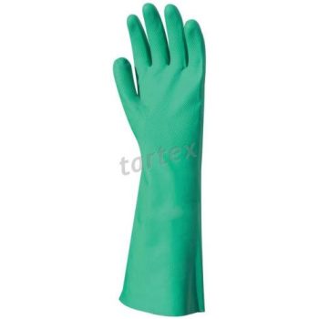 Mártott zöld nitril kesztyű, vegyszerálló, 45cm hosszú, 0,56 mm vastag, 8-11-es méretig - mártott kesztyű - Tartex webáruház munkavédelmi kesztyűk