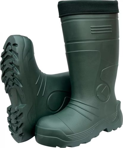 Zöld soft PU mezőgazdasági csizma, téli kivehető béléssel, 39-48-ig
