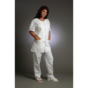 YVETT RÖVID UJJÚ NŐI TUNIKA  fehér S-2XL-ig - női rövid ujjú köpeny - Tartex munkaruházat