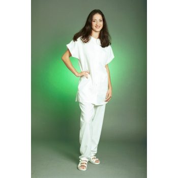 VIKI EJTETT VÁLLÚ NŐI TUNIKA (80 cm-es) válltömővel, fehér 3XL-5XL-ig, CSAK RENDELÉSRE! - női rövid ujjú köpeny - Tartex munkaruházat