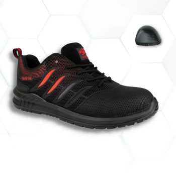 Airvent Black SB, S1 Sportos munkavédelmi cipő (SRC), FEKETE-PIROS, 36-47-ig - munkavédelmi cipő - Tartex webáruház munkavédelmi kesztyűk