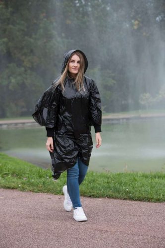 PVC esőkabát, poncho, Piros, Fekete, Átlátszó színben, unisex