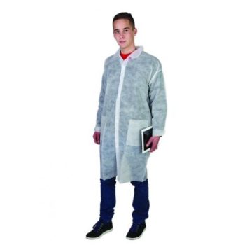Egyszerhasználatos látogatóköpeny 42g fehér, polipropilén, zseb nélküli, 110 cm hosszú, M-2XL-ig - egyszer használatos köpeny - Tartex webáruház