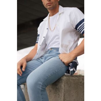 Stretch farmer nadrág, 28-40-ig, Light Blue Wash, 5 zsebes, - derekas munkanadrág - Tartex munkaruházat