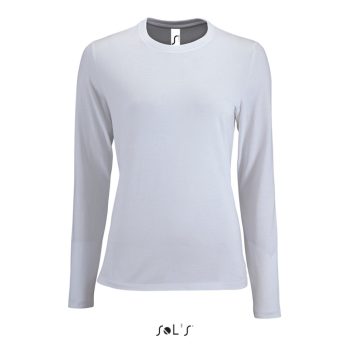 Sol'S Imperial női fehér hosszú ujjú, kerek nyakú póló, 100% pamut, 190 gr, S-2XL-ig, - ingek, pólók - Tartex munkaruházat