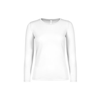 B&C #E 150 women, FEHÉR női hosszú ujjú, kerek nyakú póló, XS-2XL-ig, 100 % pamut - női hosszú ujjú póló - Tartex munkaruházat