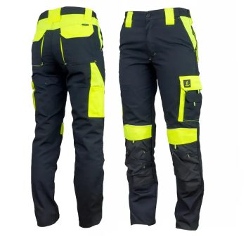 Urgent neon derekas munkásnadrág, Fekete-Fluo sárga, 44-62-ig - derekas munkanadrág - Tartex munkaruházat