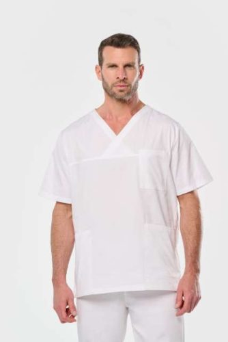 orvosi rövid ujjú ing, V nyakú, 100% pamut, 2 db alsó és 1 db felső zseb, teilás, 4XL-5XL-ig