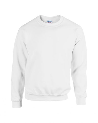 Gildan Adult Crewneck Sweatshirt fehér, S-2XL-ig, 50% pamut+50% PE