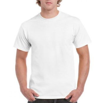 Gildan Ultra Cotton Adult T-Shirt, FEHÉR rövid ujjú, kerek nyakú póló, 100% pamut, 200 gr, S-től 2XL-ig - férfi, unisex rövid ujjú póló - Tartex munkaruházat