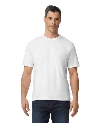Gildan Light Cotton Adult T-Shirt, FEHÉR rövid ujjú, kerek nyakú póló, 100% pamut, 3XL-es