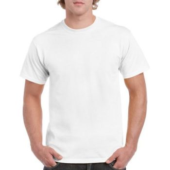 Gildan Heavy Cotton Adult T-Shirt, FEHÉR rövid ujjú, kerek nyakú póló, 100% pamut, S-2XL-ig - férfi, unisex rövid ujjú póló - Tartex munkaruházat