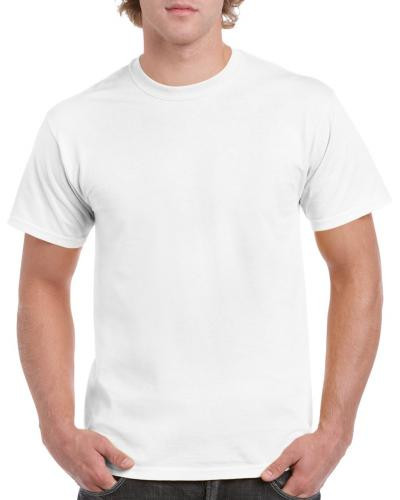 Gildan Heavy Cotton Adult T-Shirt, FEHÉR rövid ujjú, kerek nyakú póló, 100% pamut, S-2XL-ig