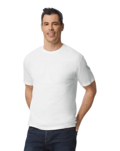 Gildan SOFTSTYLE® MIDWEIGHT ADULT T-Shirt FEHÉR rövid ujjú, kerek nyakú póló, 100% pamut, S-2XL-ig