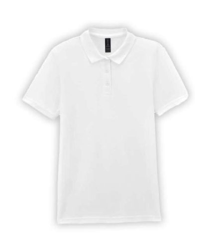 Gildan Softstyle női galléros piké póló – 177 g/m², gyűrűsfonású pamut, semi-fit fazon, S-től 2XL-ig, FEHÉR - női rövid ujjú póló - Tartex munkaruházat
